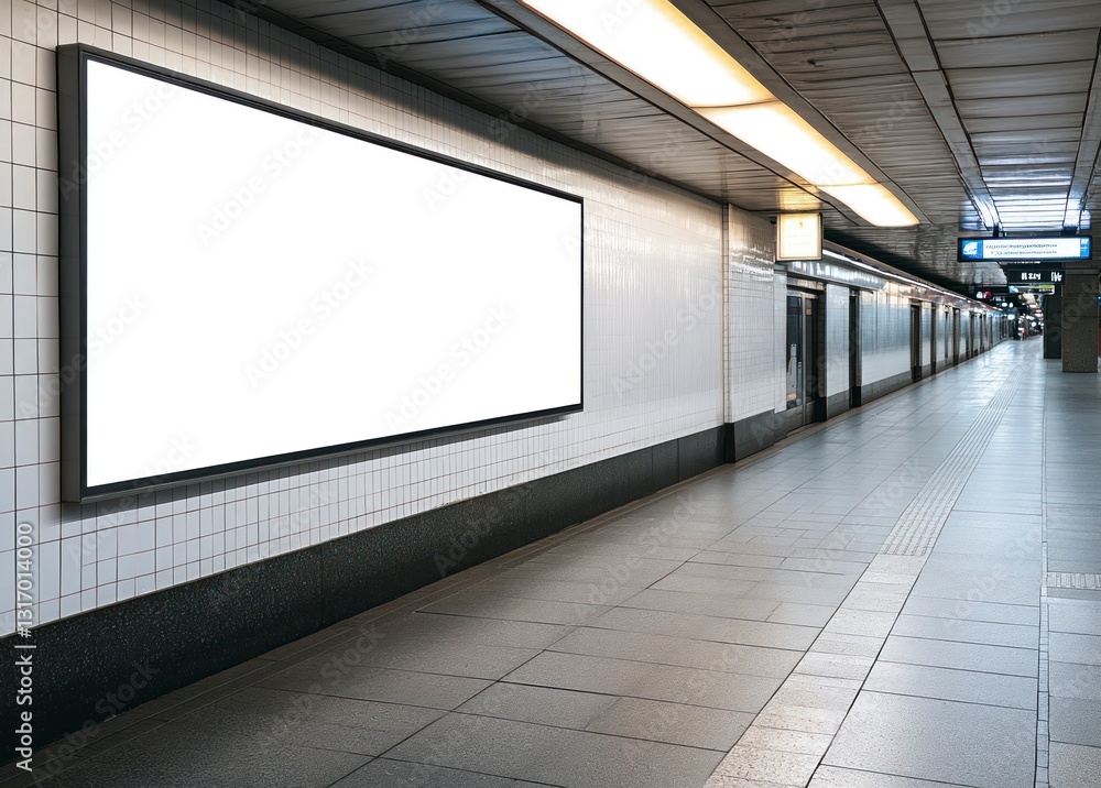 Blank Billboard Mockup in Subway Station for Advertisement Campaign Blank Billboard Mockup in Subway Station for Advertisement Campaign