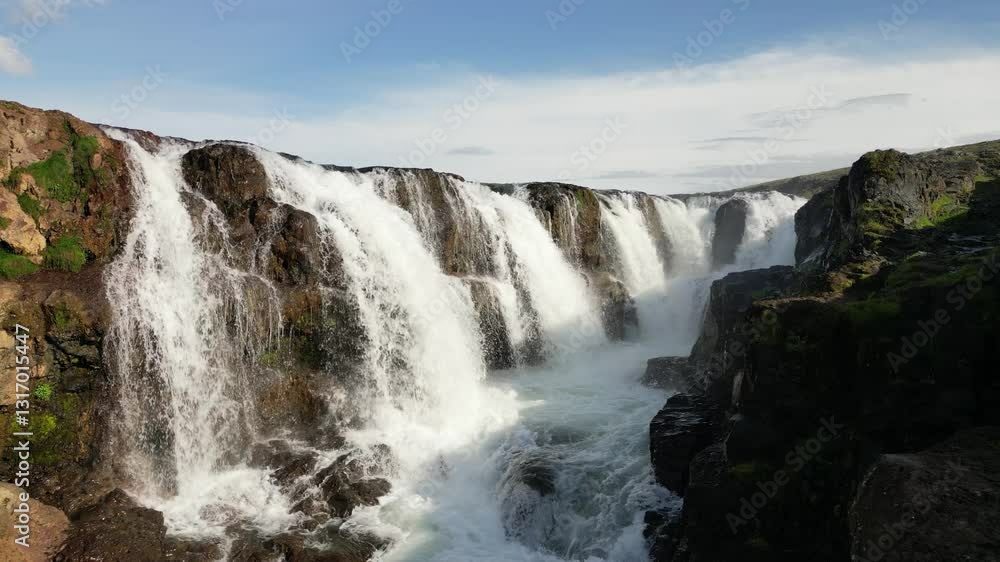 Gullfoss Waterfall, Majestic waterfall cascading down rugged cliffs into a churning pool below, a stunning display of Iceland's natural power in norway Gullfoss Waterfall, Majestic waterfall cascading down rugged cliffs into a churning pool below, a stunning display of Iceland's natural power in norway