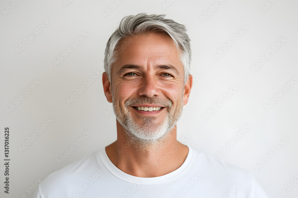 Smiling older man with well-groomed beard in minimalist white background for personal growth, confidence, and healthy living concepts (2) Smiling older man with well-groomed beard in minimalist white background for personal growth, confidence, and healthy living concepts (2)