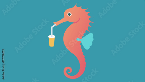 Seahorse Clutching a Plastic Straw A delicate seahorse is seen clutching onto a discarded plastic straw indicating the unintended consequences of pollution for small marine