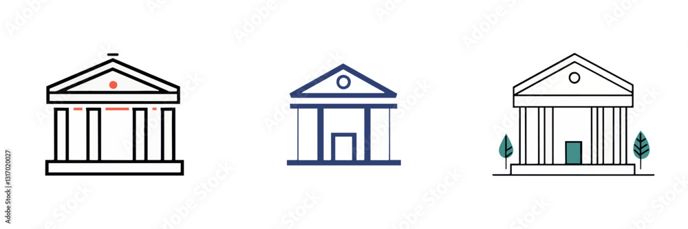 Building Architecture Design with Columns and Trees Building Architecture Design with Columns and Trees