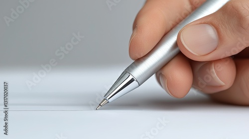Writing on Paper with Silver Pen Close up Precision and Professionalism in Manuscript Creation