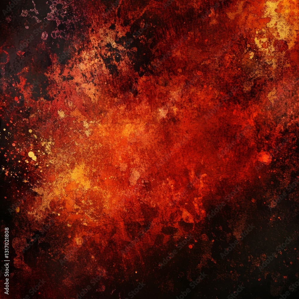 Fototapeta premium Abstract Inferno: Fiery Red and Black Texture with Grunge Elements and Dramatic Lighting, Evoking Intensity and Depth.