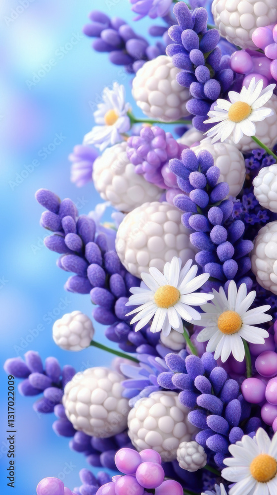 Lavender and chamomile flowers create soothing and vibrant floral arrangement, perfect for adding touch of nature beauty Lavender and chamomile flowers create soothing and vibrant floral arrangement, perfect for adding touch of nature beauty