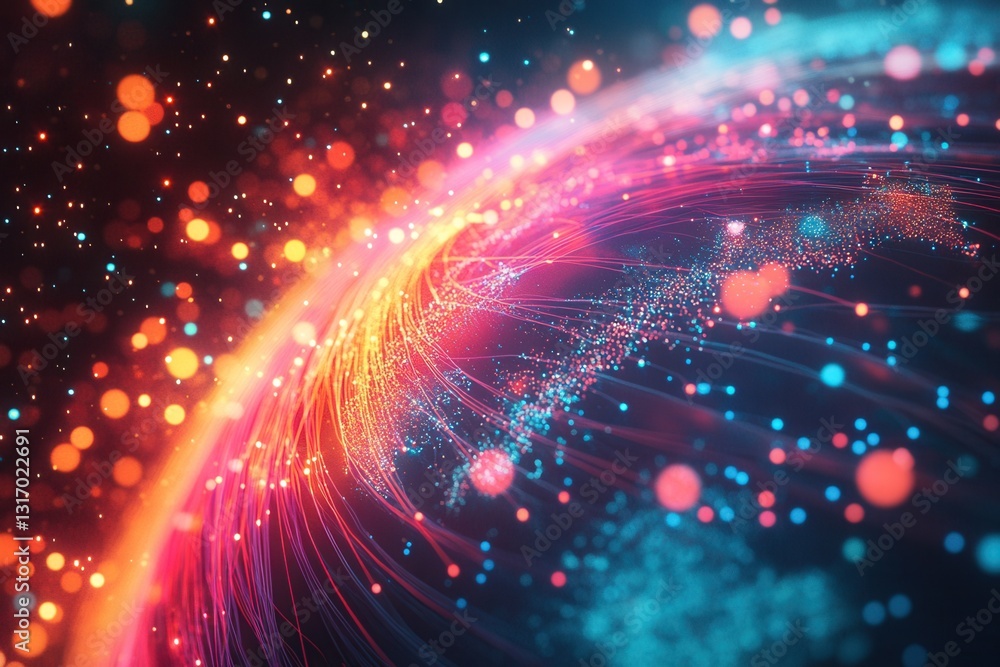 Naklejka premium Planet earth glowing with data flowing around, showing global communication network