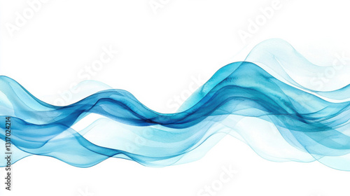 Wallpaper Mural Abstract blue wave design, soft curves, and flowing lines creating a calming visual effect. isolated on white background. Torontodigital.ca