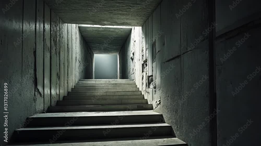Dark Concrete Staircase Leading to a Bright Exit in an Underground Industrial Space with Rough Textured Walls
Dark Concrete Staircase Leading to a Bright Exit in an Underground Industrial Space with Rough Textured Walls