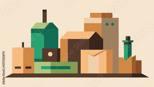 Minimalist Design Studio A minimalist design studio featuring samples of cardboard packaging with elegant designs all made from recycled materials.