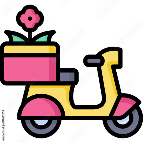 motorcycle flower delivery icon