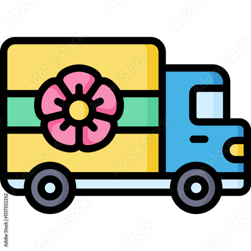 flower delivery with truck icon