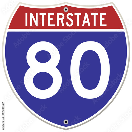 Interstate 80 Road Sign vector illustration