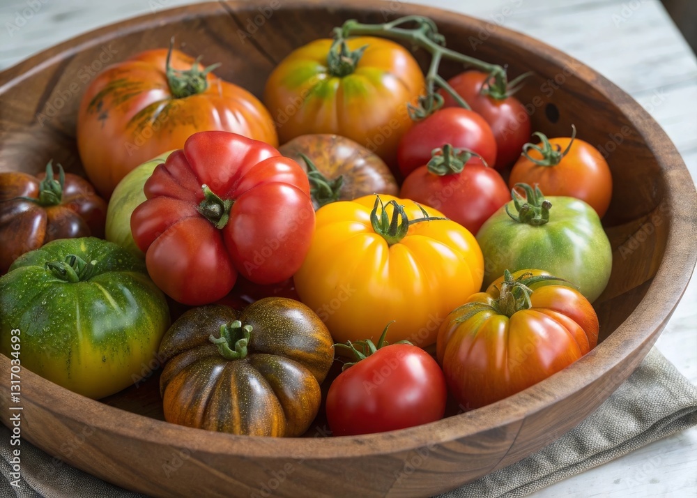 Showcasing heirloom tomatoes a colorful collection of irregular fruits in a rustic setting for culinary inspiration Showcasing heirloom tomatoes a colorful collection of irregular fruits in a rustic setting for culinary inspiration