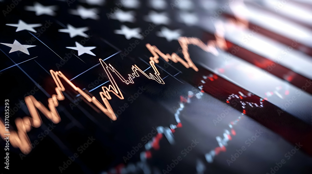 Fototapeta premium A graphical representation over the symbolic american flag background