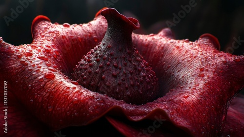 Corpse flower emitting strong scent to attract pollinators botanical garden close-up nature macro floral phenomenon