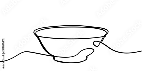 continuous line drawing of bowl symbol. abstract line art illustration