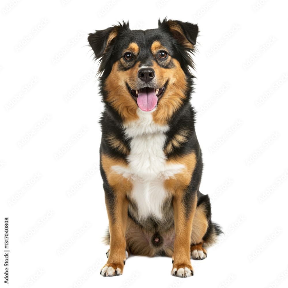 Sitting dog posing for a pet care advertisement or social media. Sitting dog posing for a pet care advertisement or social media.