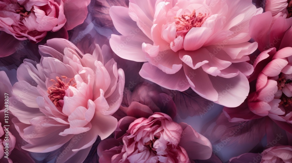 Beautiful Abstract Floral Wallpaper Featuring Peony Flowers in Various Colors Beautiful Abstract Floral Wallpaper Featuring Peony Flowers in Various Colors