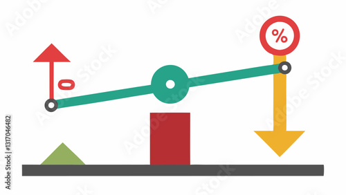 Interest Rate Adjustment Lever A visual representation of a lever labeled Interest Rate being pulled up and down with arrows indicating rising and falling economic conditions.