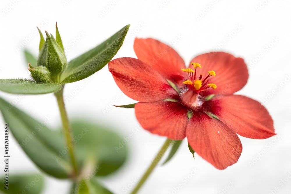 Naklejka premium scarlet pimpernel flower with white background