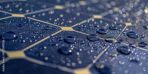 Wallpaper Mural Close up view of solar panel with water droplets, renewable energy, sustainability and clean energy Torontodigital.ca