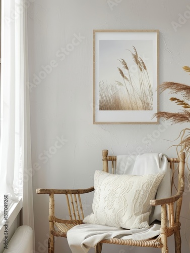 Beautiful Country House Frame Mockup Hanging on a Wall with Clean Lines andAspect Ratio