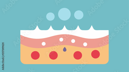 Skin Barrier Create an illustration showing exosomes forming a protective layer over the skin ensuring enhanced collagen and elastin regeneration and moisture retention.