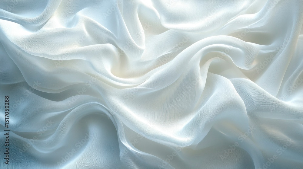 Obraz premium Dynamic topdown view of flowing white tablecloth in motion captured in gigapixel quality