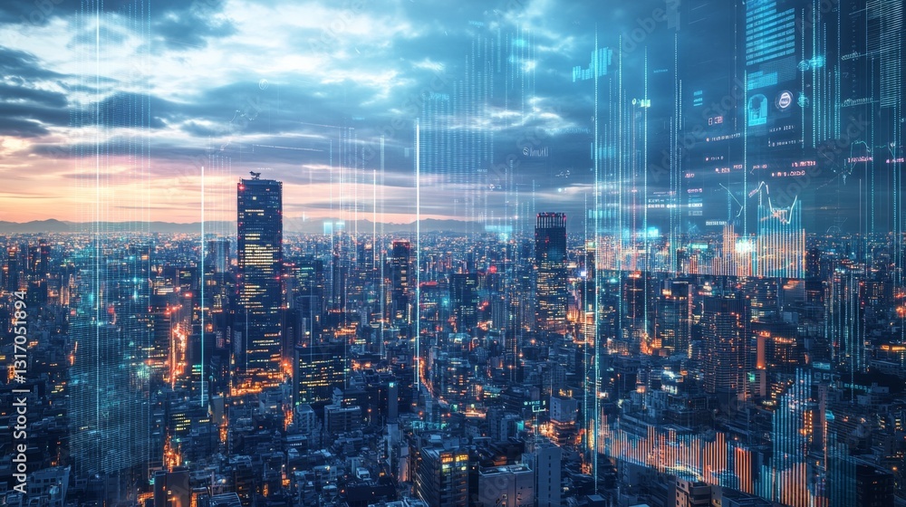 Panoramic View of a Modern Cityscape with High-Tech Elements Panoramic View of a Modern Cityscape with High-Tech Elements
