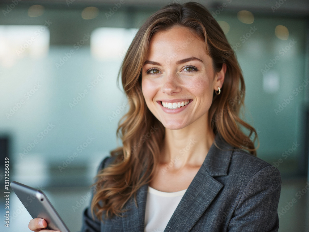 A portrait headshot photo of a professional CEO executive business worker: Portrait of a woman smiling at a camera A portrait headshot photo of a professional CEO executive business worker: Portrait of a woman smiling at a camera