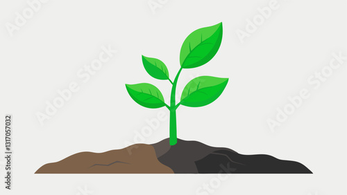 Resilient Seedling An illustration of a small seedling pushing through rocky soil symbolizing growth despite adversity. The seedling has leaves that are vibrant and green