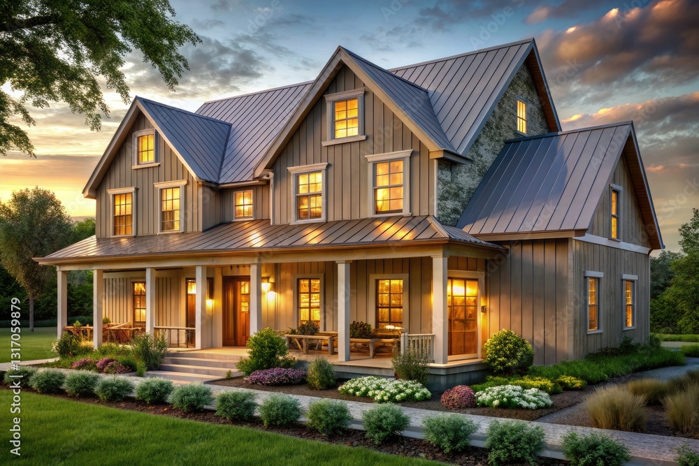 Hellgraue wood-slat siding graces this rustic farmhouse, a picturesque countryside home captured in architectural photography. Hellgraue wood-slat siding graces this rustic farmhouse, a picturesque countryside home captured in architectural photography.