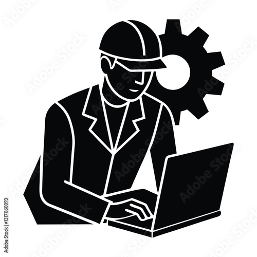 vector illustration of a man with laptop