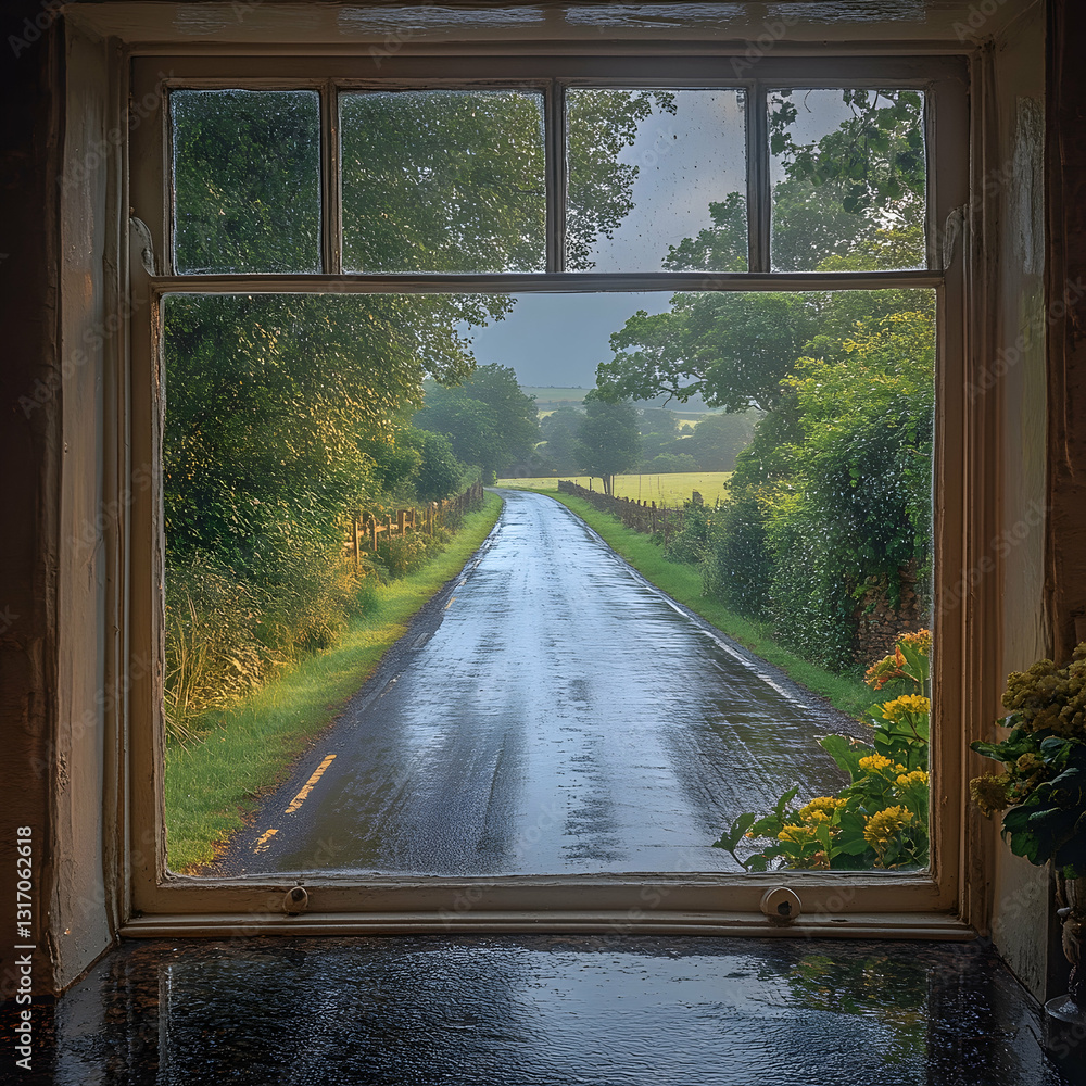 Fototapeta premium Rainy Country Road View