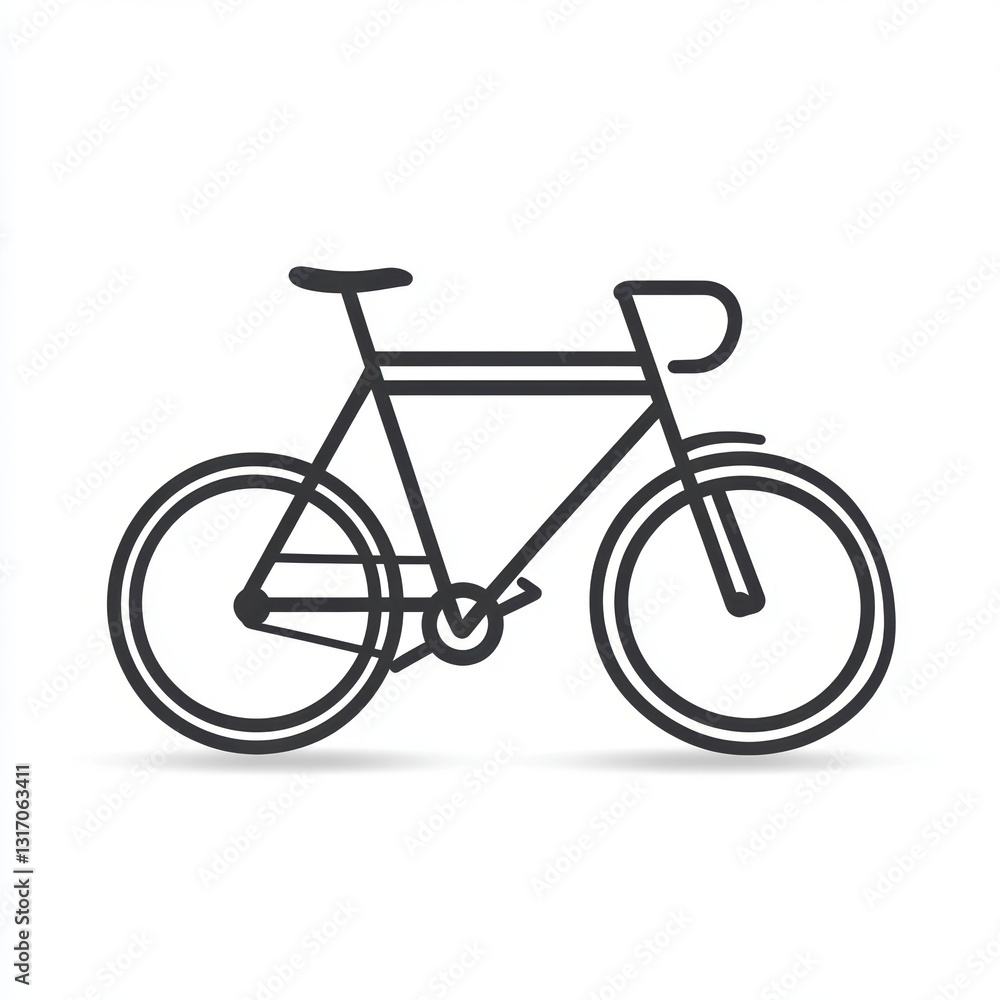 Simple Line Art Illustration of a Bicycle on White Background Simple Line Art Illustration of a Bicycle on White Background