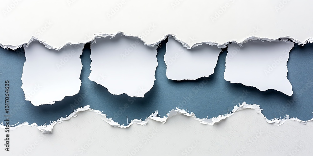 Fototapeta premium Torn paper reveals blue background
