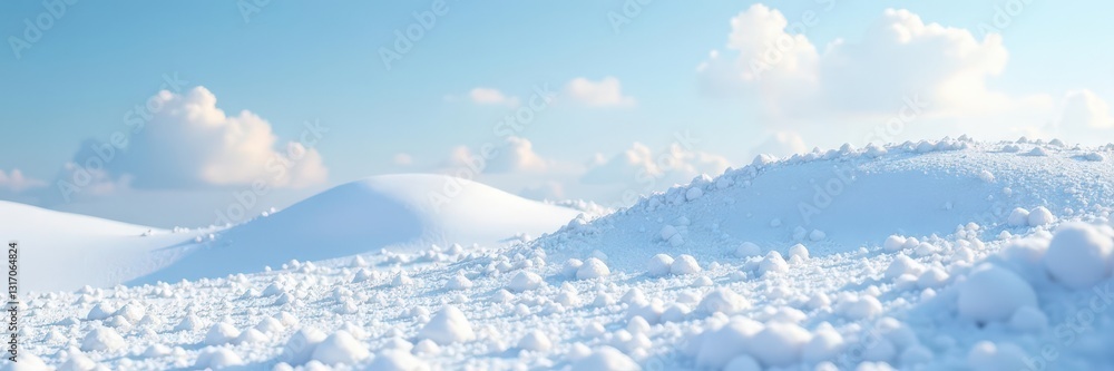 Gentle slope, blanket of snow, miniature snow mounds ,  countryside,  small snow piles,  texture