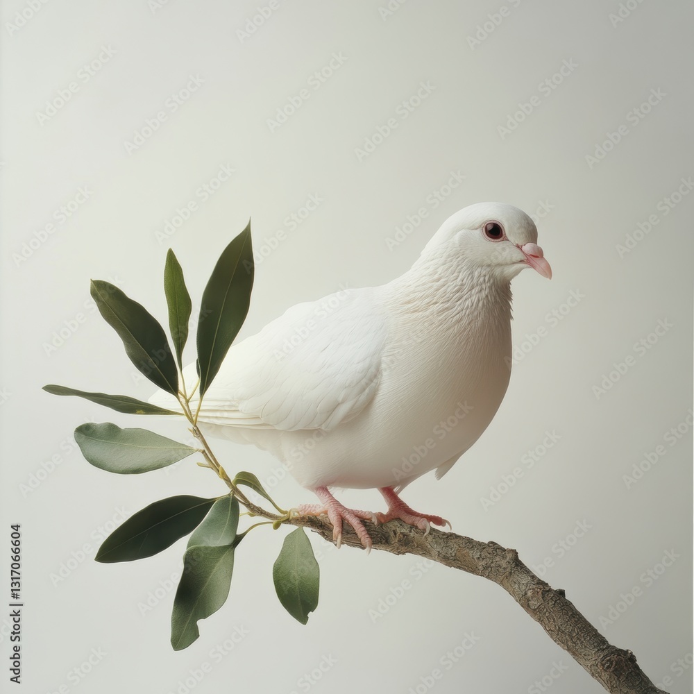Obraz premium White Dove and Olive Branch A Symbol of Peace