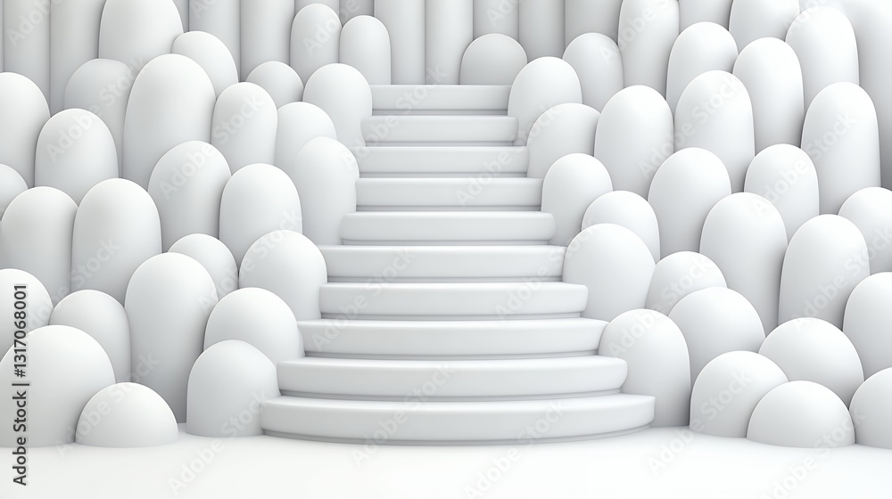 Fototapeta premium Abstract White Staircase Ascending Through Rounded Forms