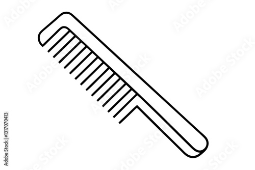 Flat Plastic Hair Comb Icon – Hair Styling Tool Vector Illustration

