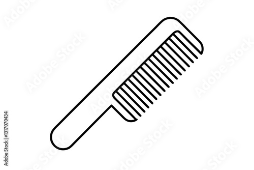 Flat Plastic Hair Comb Icon – Hair Styling Tool Vector Illustration

