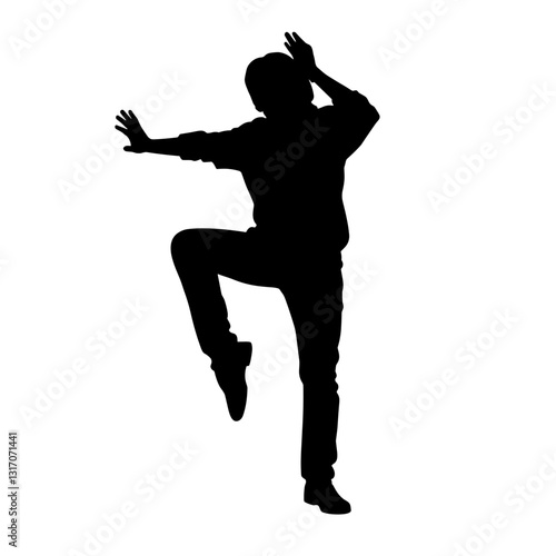 Silhouette of a person dancing with flair without a background