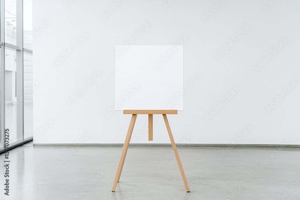easel with blank canvas on wall easel with blank canvas on wall