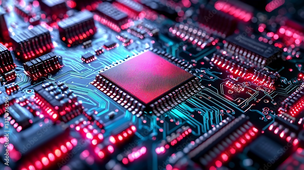 Close-up Circuit Board with Processor Close-up Circuit Board with Processor