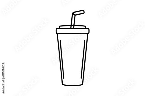 Refreshing Soda Beverage with Straw – Flat Vector Illustration