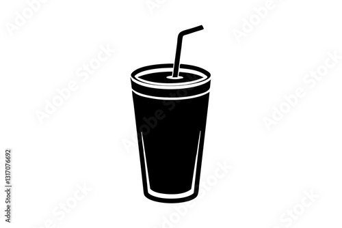 Refreshing Soda Beverage with Straw – Flat Vector Illustration