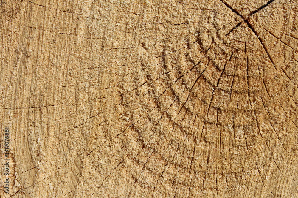 Fototapeta premium On a wooden surface that is flooded with sunlight, the structure and texture of natural wood are perfectly and clearly visible. 