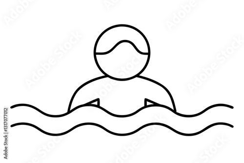  Swimming Icon | Line Art Sports Symbol | SVG Vector