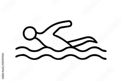  Swimming Icon | Line Art Sports Symbol | SVG Vector