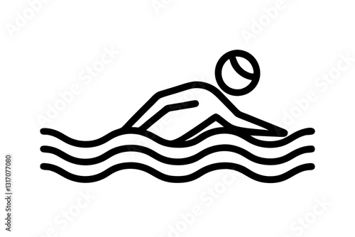  Swimming Icon | Line Art Sports Symbol | SVG Vector
