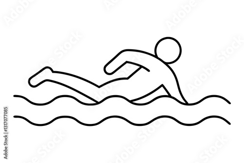  Swimming Icon | Line Art Sports Symbol | SVG Vector